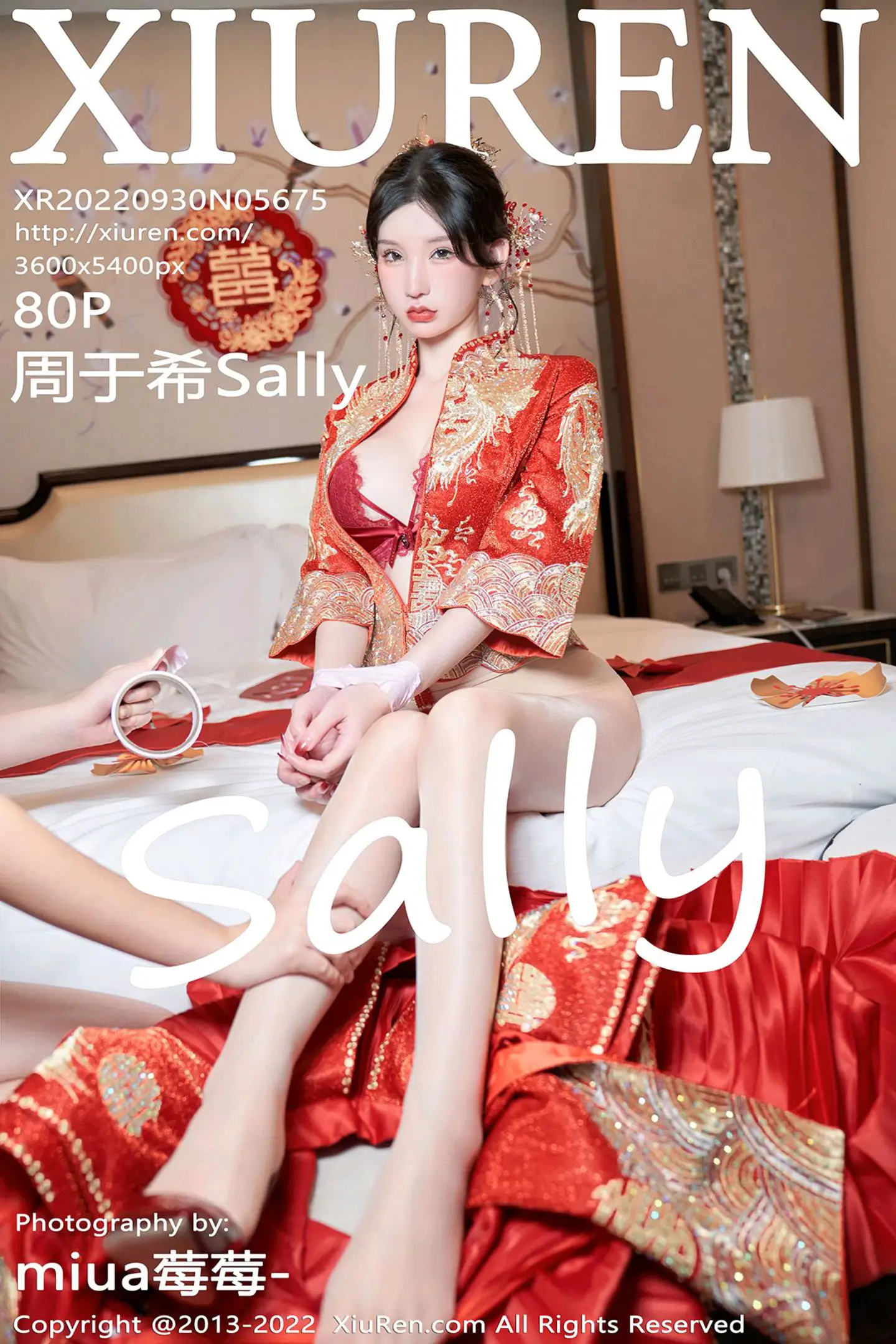 [XiuRen秀人网]No.5675_女神周于希Sally私房脱新娘装露红色蕾丝内衣超薄肉丝诱惑写真80P-秀人网 - XiuRen.Space